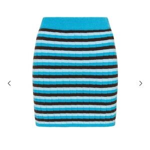 Faithfull the Brand Naja knit ribbed skirt blue brown stripes size 6 medium NWT